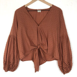 Rust Tie-Front Blouse